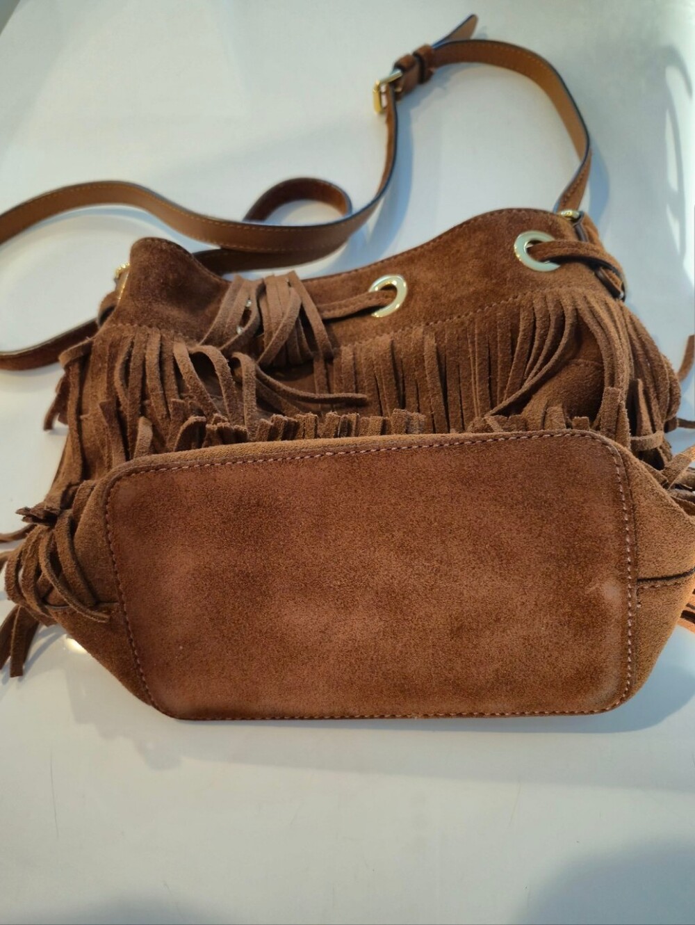 Ralph Lauren Brown Suede Fringe Crossbody Bag - Picture 3 of 6